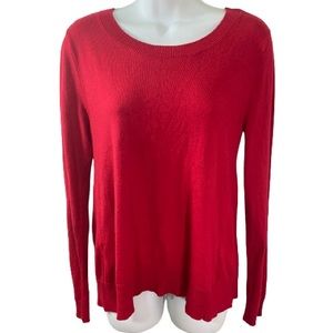 New York & Company Red Back Bow Cutout Sweater